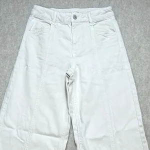 American Eagle Jeans Womens 0 Cream Wide Leg Boho Coastal Utility Front Seam thumbnail 7