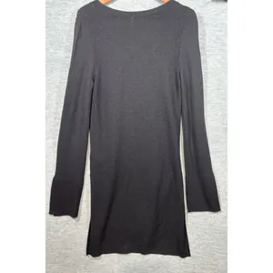 Free People Womens V-Neck Black Long Sleeve Sweater Tunic Dress M‎ thumbnail 9
