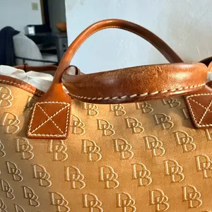 Dooney & Bourke DB Signature Tan Weekender Canvas Tote with Leather Trim thumbnail 8