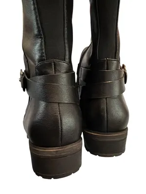 Baretraps Yvonna Black Faux Leather Riding Boots Size Zipper Wide Calf Size 9.5 thumbnail 5