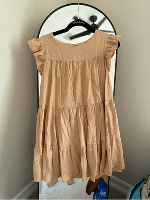 12th Tribe Coastal Town Soft Taupe Tiered Babydoll Dress thumbnail 2