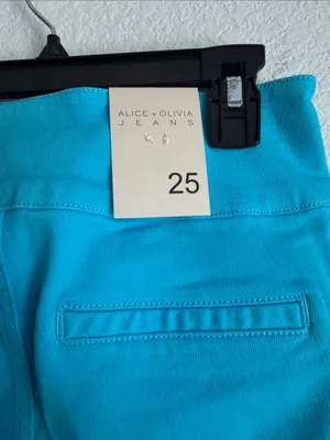 Alice + Olivia Sofia High Rise Boyfriend Jeans in Ocean Floor Blue, Size 25, NWT thumbnail 11