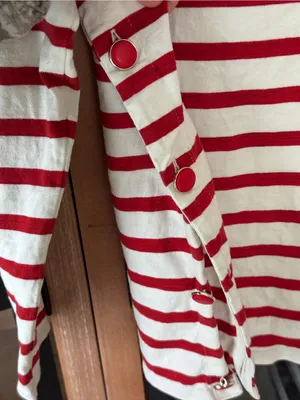 Sézane striped nautical sweater boatneck button longsleeve top correntine cotton thumbnail 4