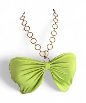 Edikted lime green strapless top with gold chain detail Size M edgy #festival thumbnail 1