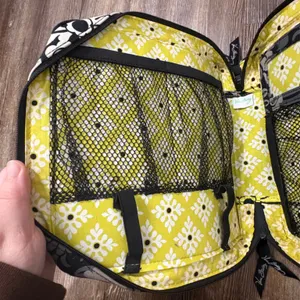 Vera Bradley Tech Organizer Baroque Black Yellow Floral Zip Mesh Pockets thumbnail 6