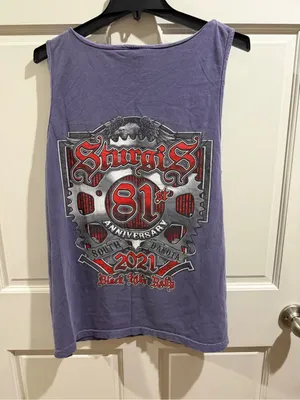 Comfort Colors Lavender Scoop Neck Tank- Sturgis 81st anniversary black hills bike rally sz L thumbnail 4