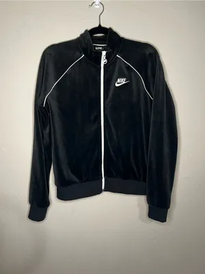 Nike‎ Black Velour Retro White Piping Track Jacket thumbnail 2