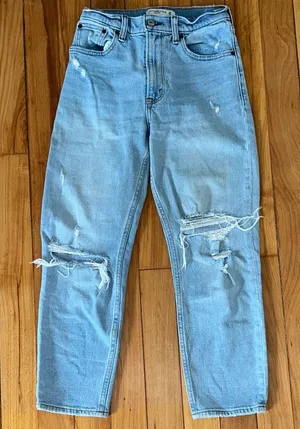 Abercrombie Distressed High Waisted Mom Jean thumbnail 1
