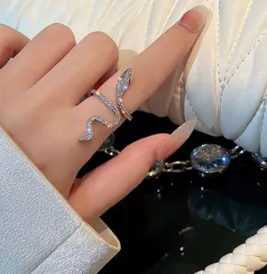 Gothic Rhinestone Snake Ring Adjustable thumbnail 4