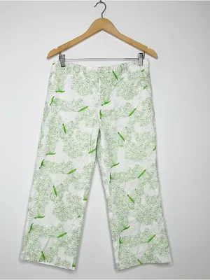 Lilly Pulitzer Green Embroidered Butterfly Print Crop Pants Size 6 thumbnail 2