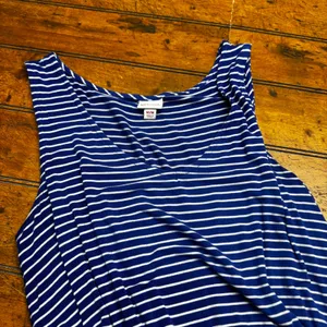 Merona Womens Blue White Striped Sleeveless V-Neck Empire Waist Dress‎ Medium thumbnail 2