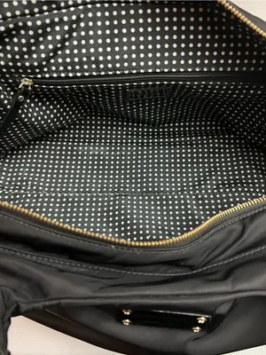 Kate Spade Black Nylon Handbag Patent Trim Polka Dot Lining Tote thumbnail 7