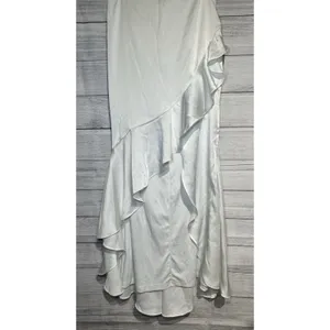 Lulus Eternal Bond White Satin Ruffled Flutter Sleeve Maxi Dress Size MEDIUM thumbnail 5