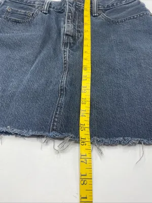 Levis High Rise Fray Cut Hem Black Jean Skirt Y2K Size 29 Denim thumbnail 9