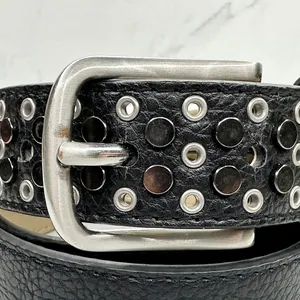 Studded Black Faux Leather Grommet Belt Womens Size Large (L) ✨ thumbnail 2