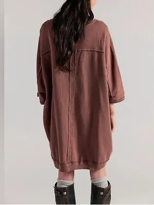 Free People We The People Mari Muscle Pullover Brown Large thumbnail 2