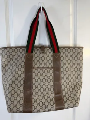 Authentic Vintage Gucci Plus GG Monogram Sherry Line Web Tote Bag thumbnail 4