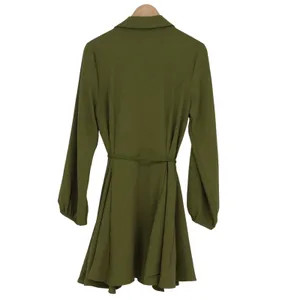 Indulge In Style Olive Green Button Down Mini Dress XL Long Sleeve Belted New thumbnail 6