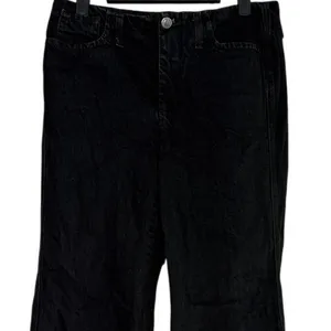 ZARA Mid Rise Wide Flare Leg Full Length Boot Cut Jean 100% Cotton 4 Black #4117 thumbnail 2