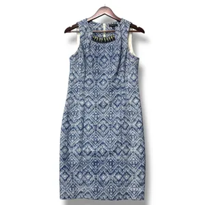 Etcetera Blue Geometric Sheath Dress Size 4 Work‎ Office Business Casual Career thumbnail 2