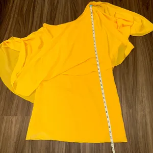 Alice + Olivia One Shoulder Dress Ruffle Party Cocktail Yellow Size S see photos thumbnail 7