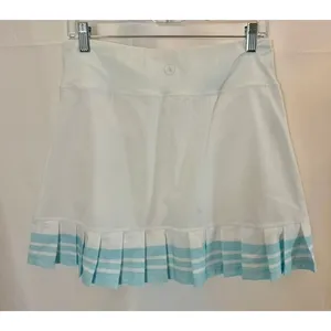 Addison Bay Birdie Pleated Tennis/Golf Skirt White Light Blue Women's sz. M thumbnail 3
