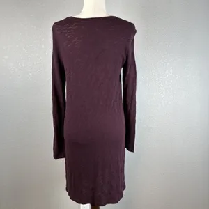 ATM Anthony Thomas Melillo Long Sleeve Tunic Dress Size M Maroon Peruvian Cotton thumbnail 4