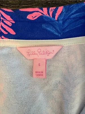 Lilly Pulitzer Skipper Popover Women S Blue Pink Zebra Leaf Print Excellent thumbnail 7