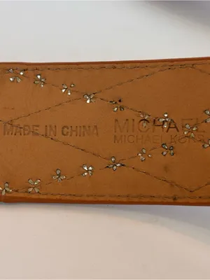 Michael Kors Silver Studded Diamond Design Calf Hair Panels Belt Sz L NWT thumbnail 5