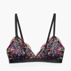 Nwt Savage X Fenty Steamy Floral Lace Black Caviar Romance In Bloom Lace Xs Product Description Lush florals are always a vibe! Our sheer Steamy Floral Lace Bralette features a unique floral print and scalloped trim. Features Unlined lace bralette Triangle cups Powermesh wing Rose gold-tone hardware Adjustable straps Hook-and-eye back closure Lace: 83% Nylon, 17% Elastane; Wing: 88% Nylon, 12% Elastane Hand wash cold, line dry Imported thumbnail 8
