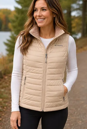 Columbia Omni Heat Womens M Puffer Vest Peach Insulated Reflective Winter thumbnail 1