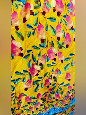 FARM Rio for Anthropologie Anjou Yellow Floral Maxi Dress with Blue Trim Size 0 thumbnail 10