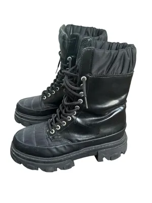 Ganni Brush Off & Nylon Combat Boots in Black 38 thumbnail 2