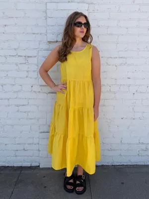 Target A New Day yellow tiered maxi dress in size M #summerdress thumbnail 2