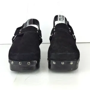 Nasty Gal Slingback Platform Clogs 37 EU Black Suede Studded Square Toe Goth Y2K thumbnail 5