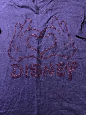 Bella + Canvas Disney Purple V-Neck with Glitter Heart Hands Graphic Size 2XL thumbnail 3