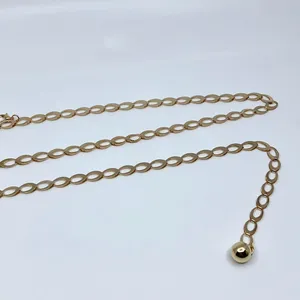 Y2K Minimalist Gold Oval Link Chain Belt, Fits Up to 42.5 Inches, X7GA1184 thumbnail 7