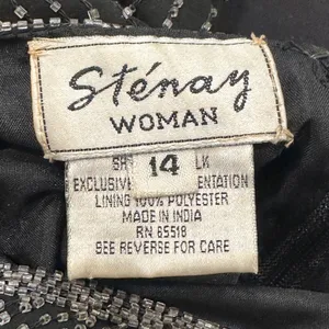 Vintage 80s Stenay Woman‎ Black Silk Beaded Sequin Cocktail Shift Dress Art Deco thumbnail 16