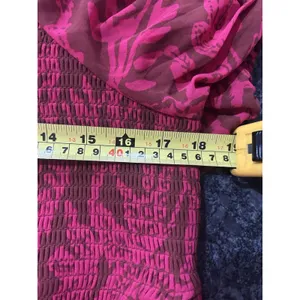 Torrid Midi Dress 1X Smocked Square Neck Chiffon Wedding Guest Flowy Pink Modest thumbnail 8