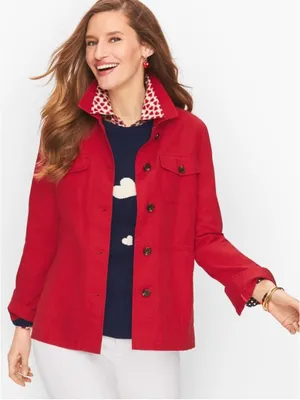 Talbots Red Cotton Twill Utility Field Jacket, Size M (21” PTP) thumbnail 1