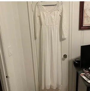 Lulu’s Forever Starts Tonight White Lace Long Sleeve Maxi Wedding Bridal Dress thumbnail 3