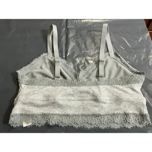Aerie Ribbed Lace Trim Bralette Women's XL Gray Wireless Adjustable Straps NWT thumbnail 4