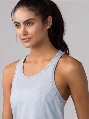 Lululemon Long Distance Tank 4 Heathered Hail Blue Workout Yoga Pilates Hiking thumbnail 4