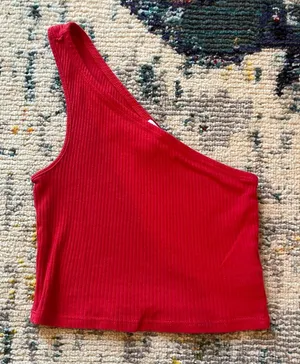 Topshop ribbed one shoulder tank top thumbnail 1