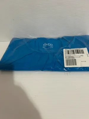 denim & co texture knit round neck flutter sleeve top azure blue size s thumbnail 3
