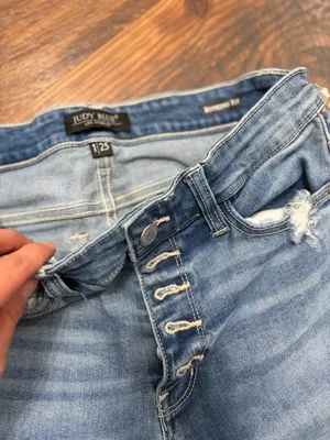 Judy Blue Jeans Women 1/25 Blue High Waist Boyfriend Distressed Button Fly thumbnail 3