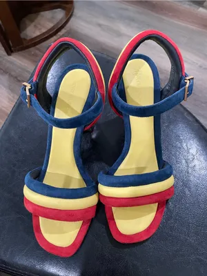 Tory Burch Multicolor Strappy Block Heel PUFFED UP SANDAL Size 7 thumbnail 2