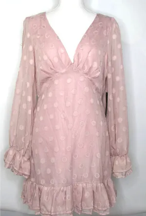 Lulus Just Spotted Dot Jacquard Ruffled Mini Dress thumbnail 1