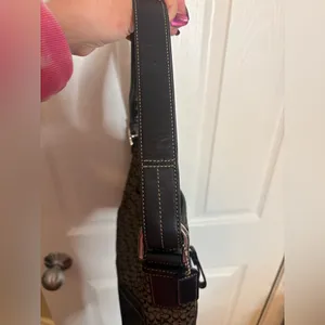 Vintage Coach Mini Soho hobo bag in a black and grey signature C monogram thumbnail 5
