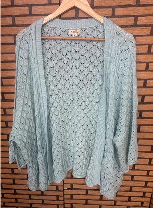 POL Light Blue Open‎ Knit Cardigan With Pockets Size Small thumbnail 1